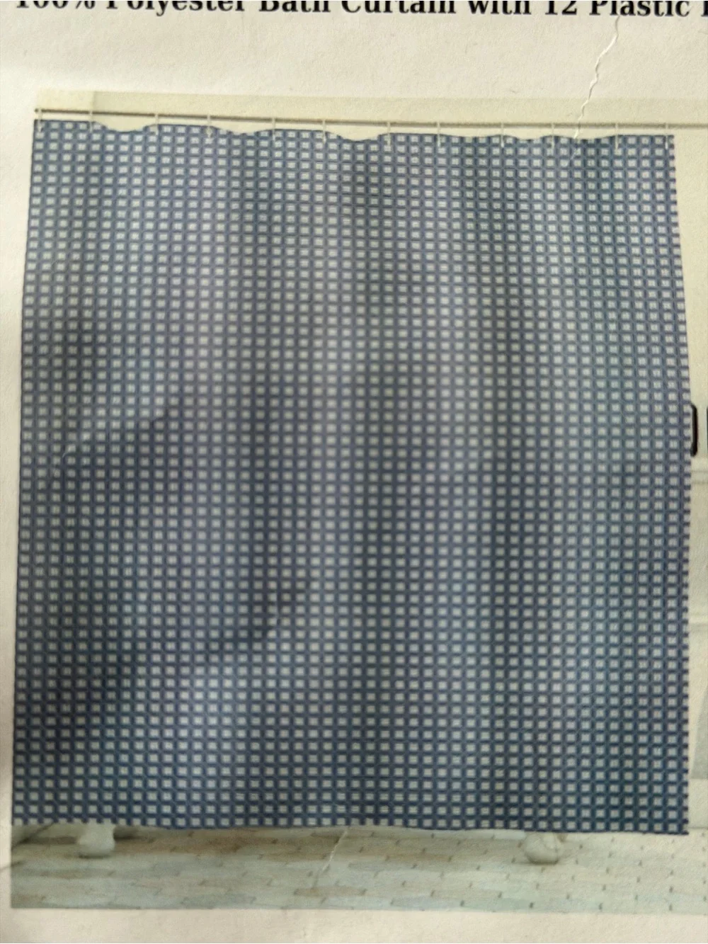 Polyester Blue Geometric Shower Curtain - 12 Hooks Included